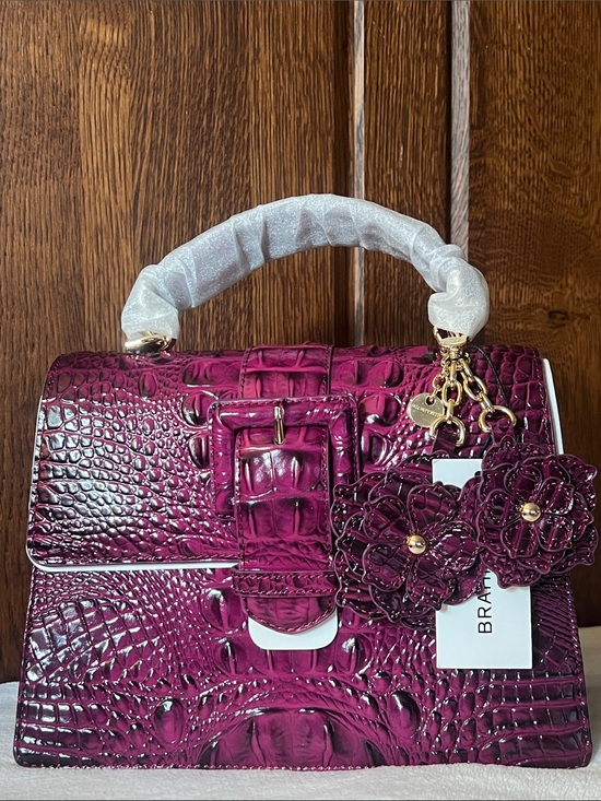 Brahmin Handbags - BRAHMIN Hallie in Sugar Plum Small/BRAHMIN Duo Flower Purse Charm Included NWT